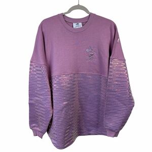 NWT Disney Spirit Jersey Vacation Club Members Purple Pink Sequin Sweater Size M